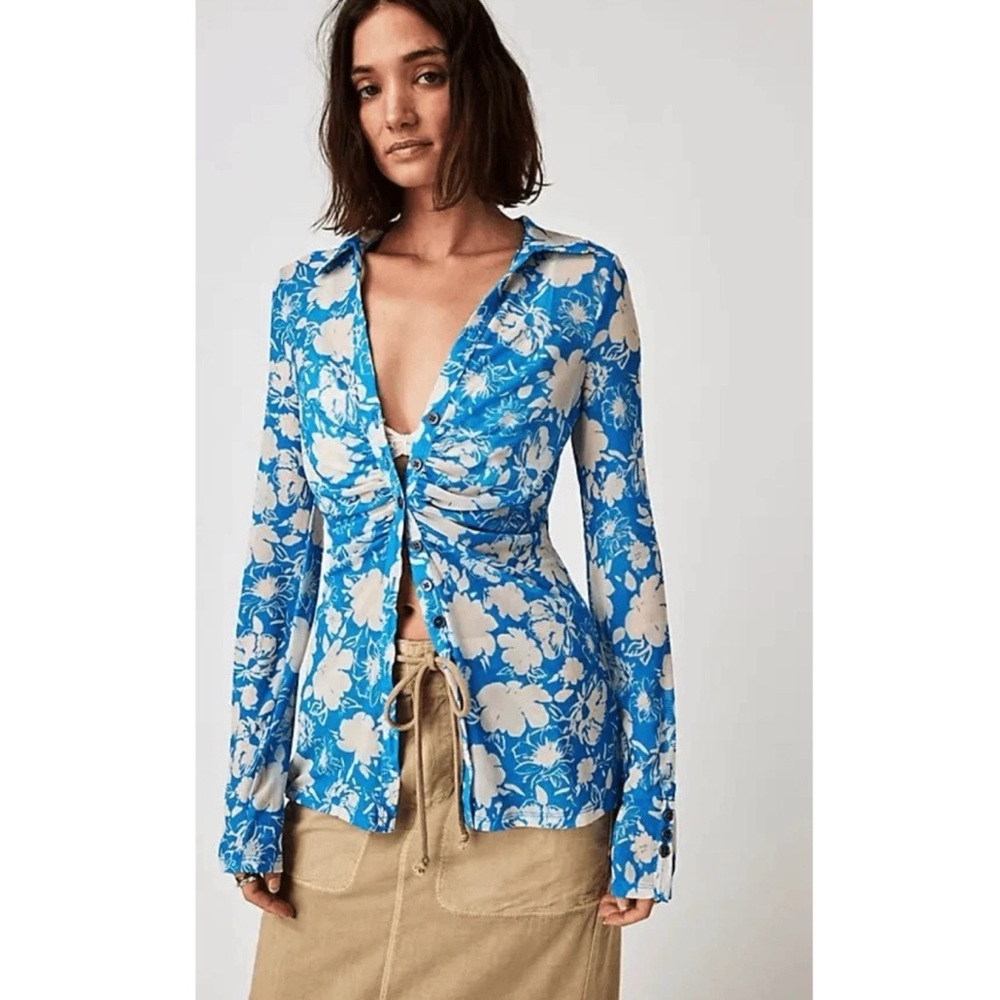 Free People Lucky Shirtee Floral Top – Size L